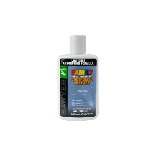 A bottle of family insect repellent controlled release lotion
