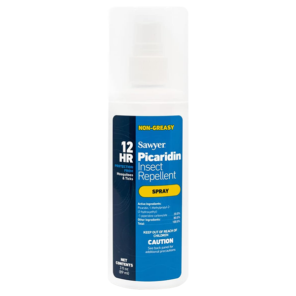 A bottle of Sawyer Picaridin insect repellent spray