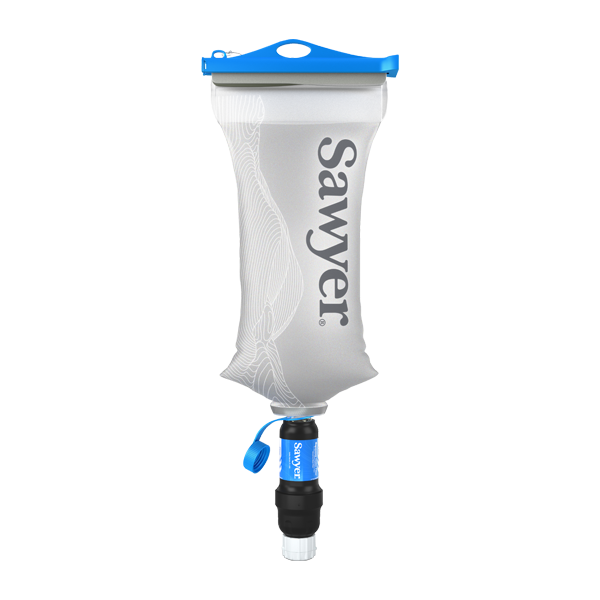 A Sawyer CNOC collaborated squeeze water filtration system