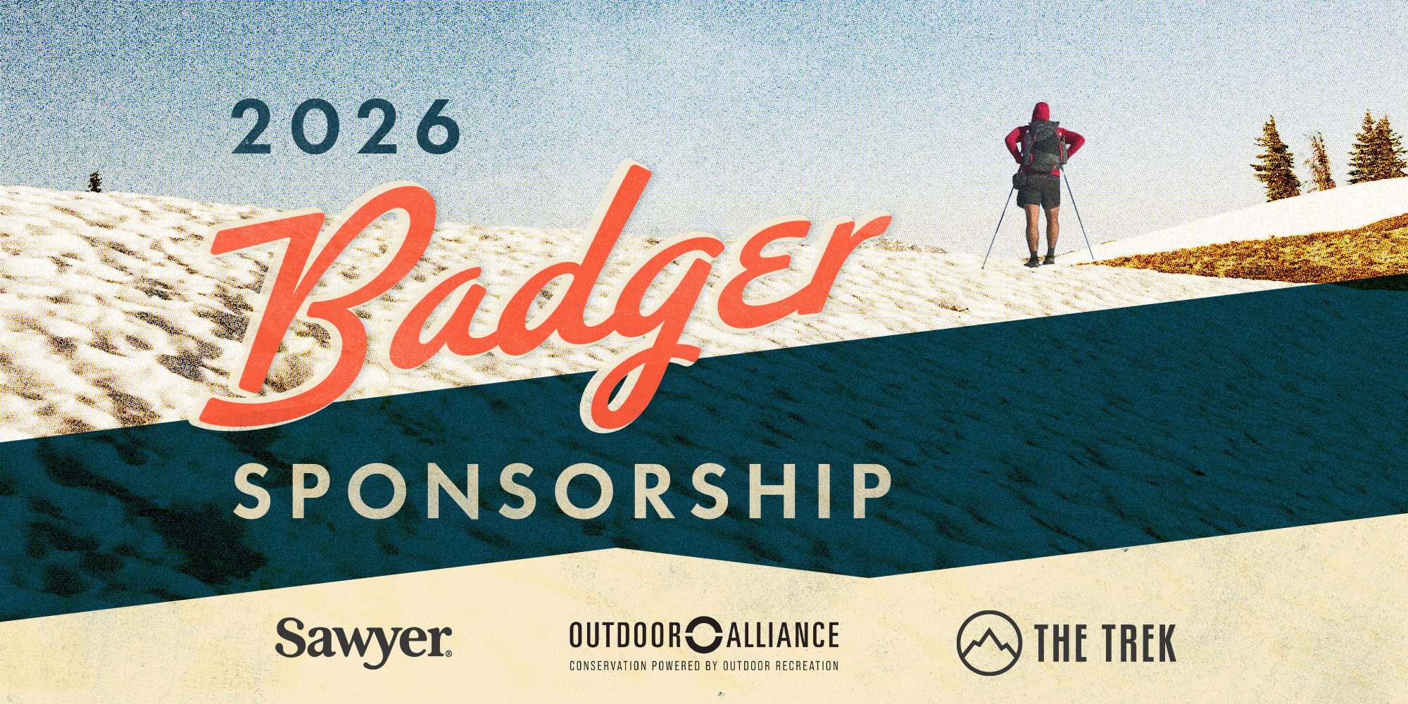Badger Sponsorship banner hiker landscape